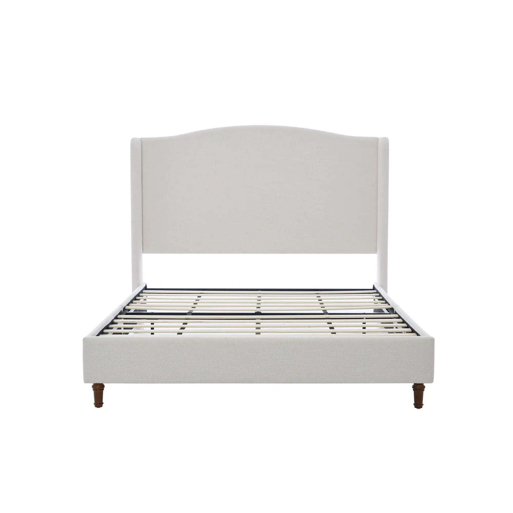 Hannah - Upholstered Wingback Bed Size / Tall Headboard Upholstered King Bed / Premium Textured Look / Minimalist Designs / No Box Spring Needed by HouseOfZazla