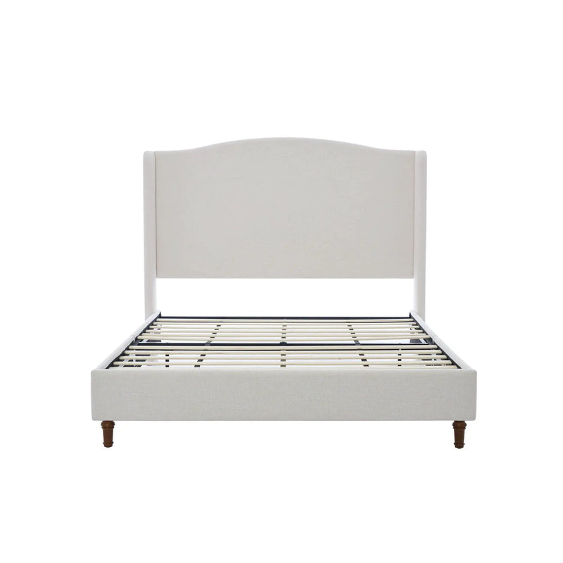 Hannah - Upholstered Wingback Bed Size / Tall Headboard Upholstered King Bed / Premium Textured Look / Minimalist Designs / No Box Spring Needed by HouseOfZazla