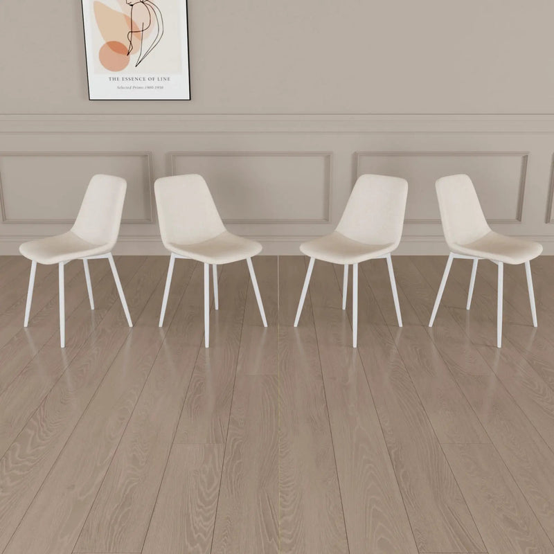 Modern Kitchen Dining Chairs (Set of 4) With Linen Padding And Sturdy Metal Legs - Beige by Unique Piece Furniture