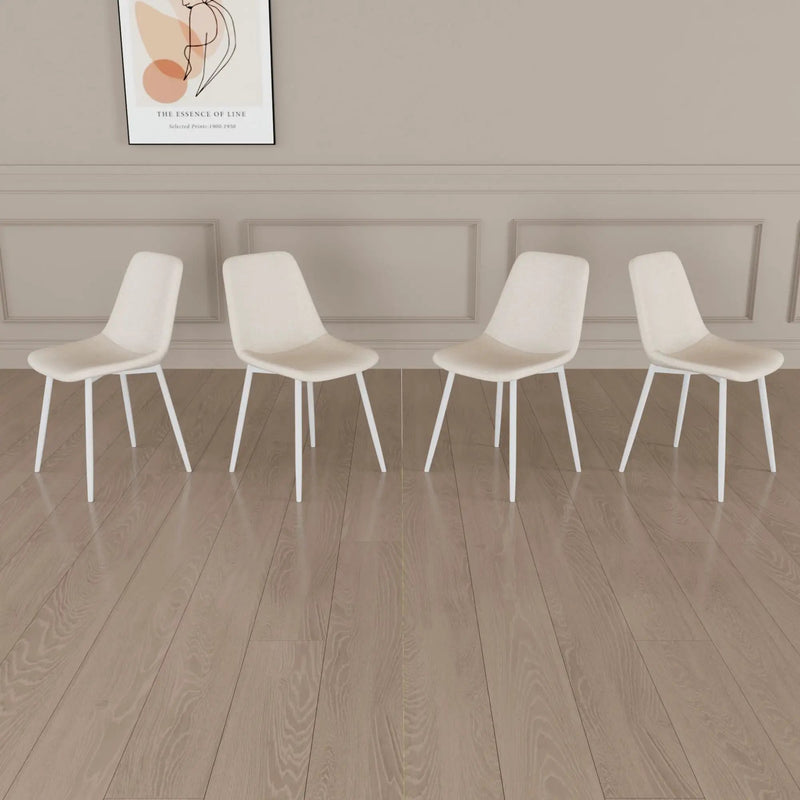 Modern Kitchen Dining Chairs (Set of 4) With Linen Padding And Sturdy Metal Legs - Beige by Unique Piece Furniture
