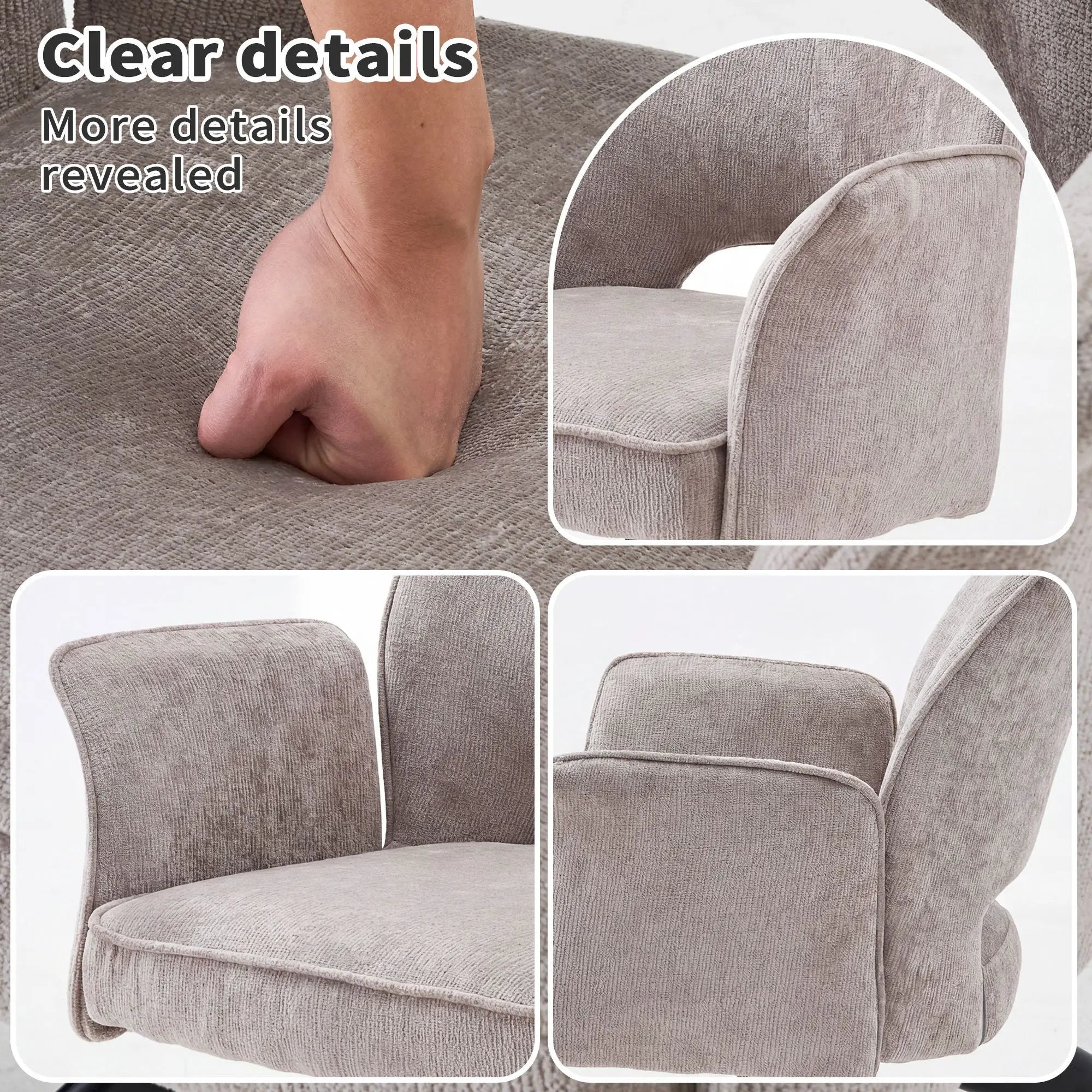 Dining Chair With Soft Cushion And 360° Rotation, Comfortable Armrest For Kitchen (Set of 2) - Gray by HouseOfZazla