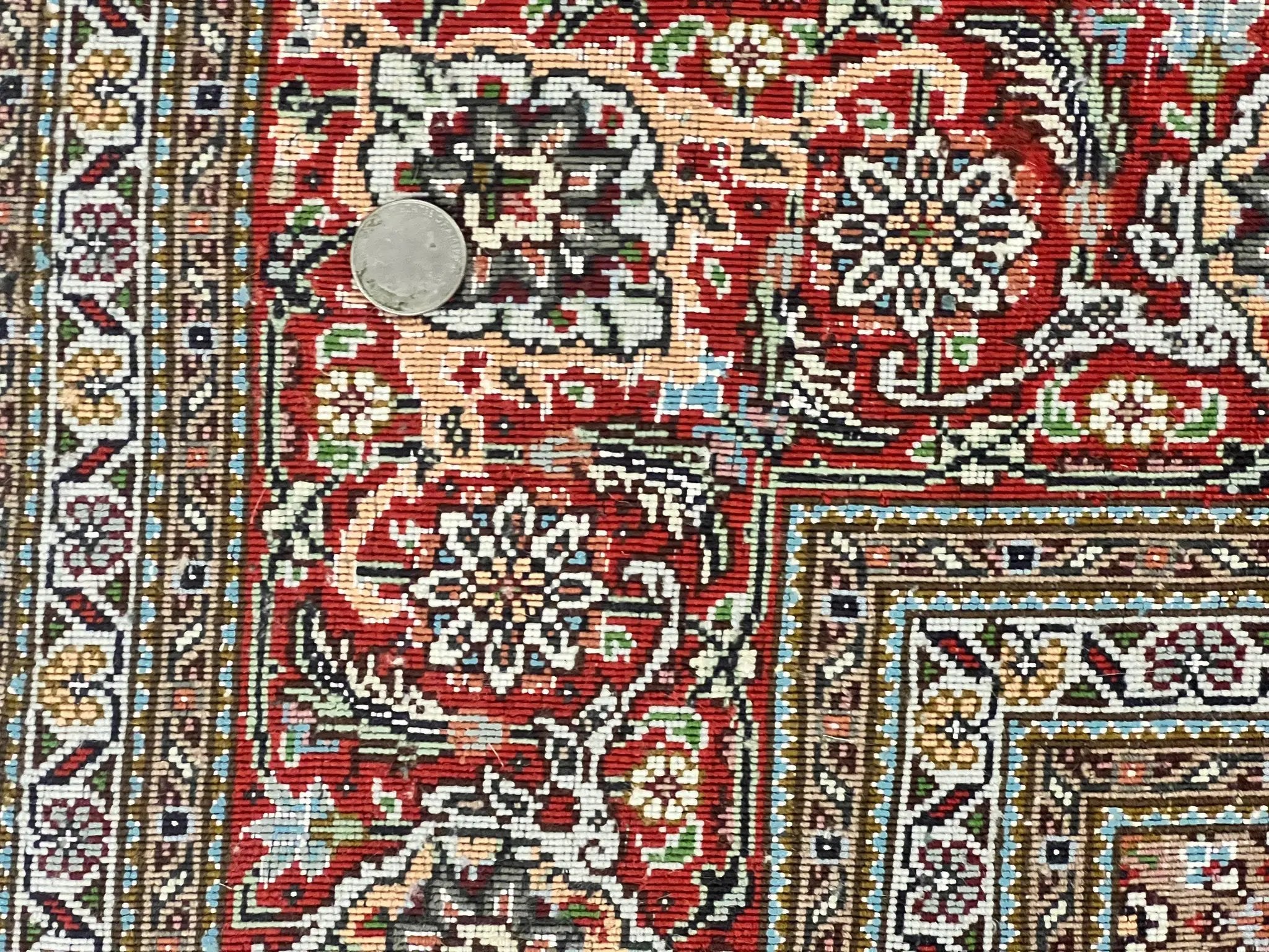 Persian Tabriz Rug 5x7, Wool with Silk Highlights, Hand Knotted Vintage Oriental Carpet, Very Fine, Herati Mahi Pattern, Black, Rare by Jewel Rugs