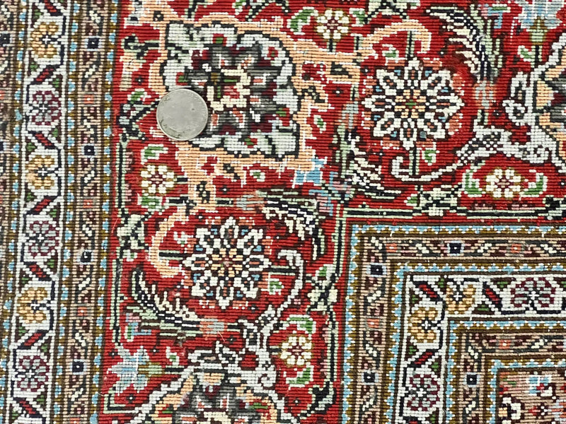 Persian Tabriz Rug 5x7, Wool with Silk Highlights, Hand Knotted Vintage Oriental Carpet, Very Fine, Herati Mahi Pattern, Black, Rare by Jewel Rugs