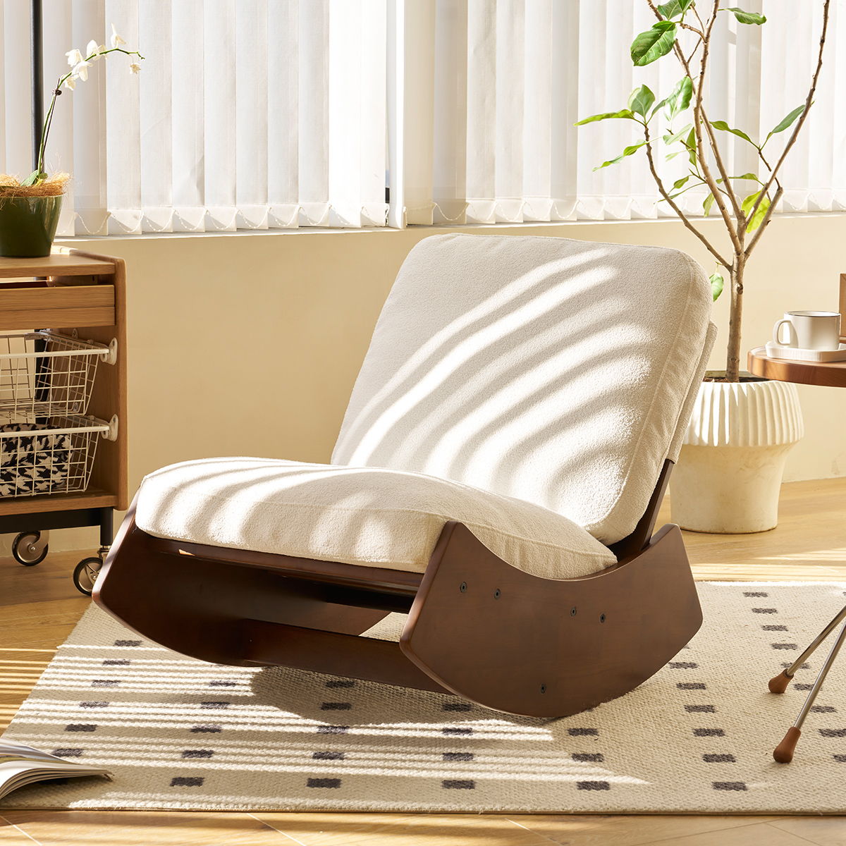 Upholstered Glider Rocking Chair with Solid Wood Frame - Multiple Colors, photo 3 of 12