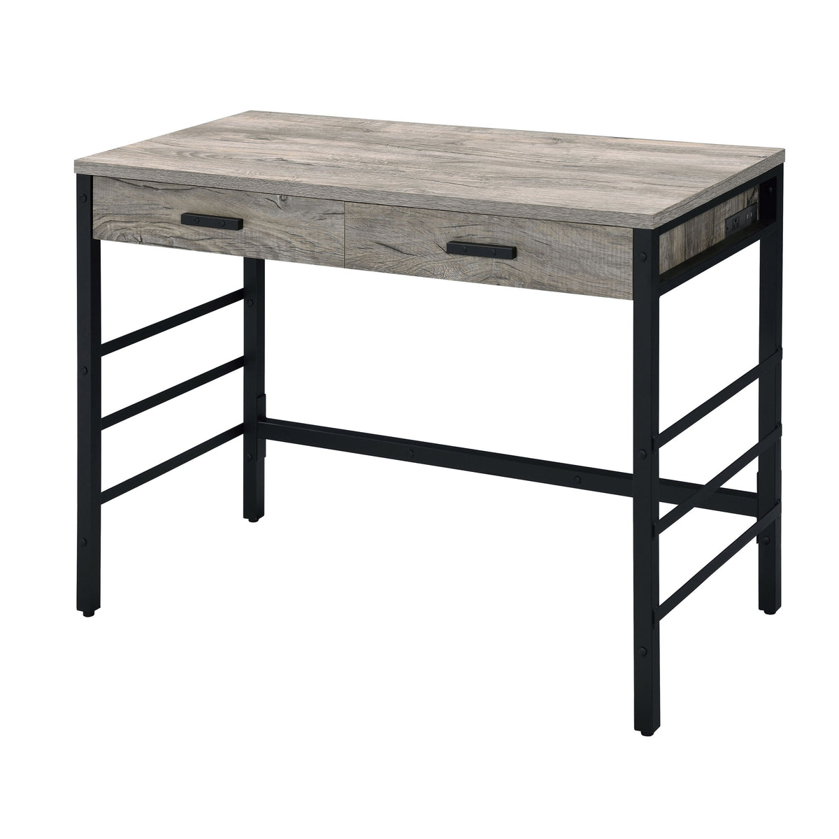 Light Weathered Writing Desk with Storage Drawers and USB Ports - Light Weathered Oak, photo 2 of 9