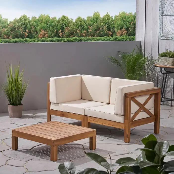Brava X-Back 2 Seater Sectional Loveseat with Coffee Table by HouseOfZazla