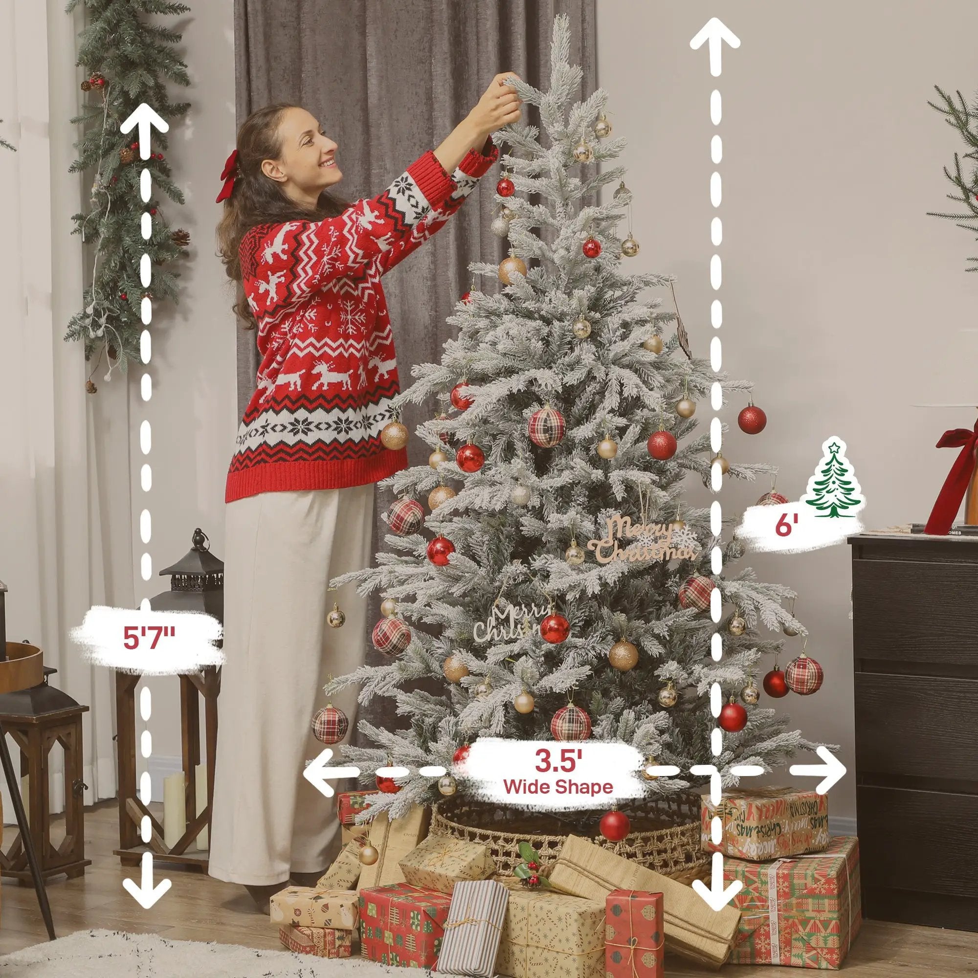 6 Ft Artificial Frosted Christmas Tree With Realistic Branches by HouseOfZazla