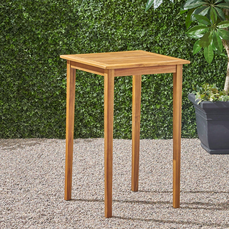 Outdoor Minimalist Acacia Wood Square Bar Table by HouseOfZazla