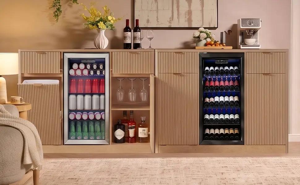 K&K 2-Piece Coffee Bar Cabinet with Fridge Space by HouseOfZazla