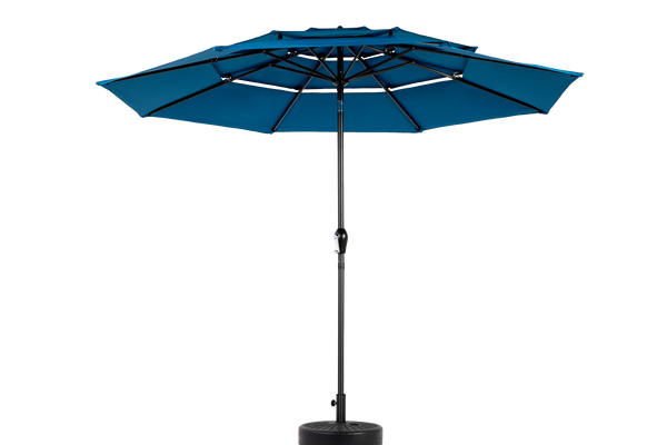 Aluminium 10ft 3 Tier Auto-tilt Outdoor Patio Umbrella - Dark Blue (No Base)
