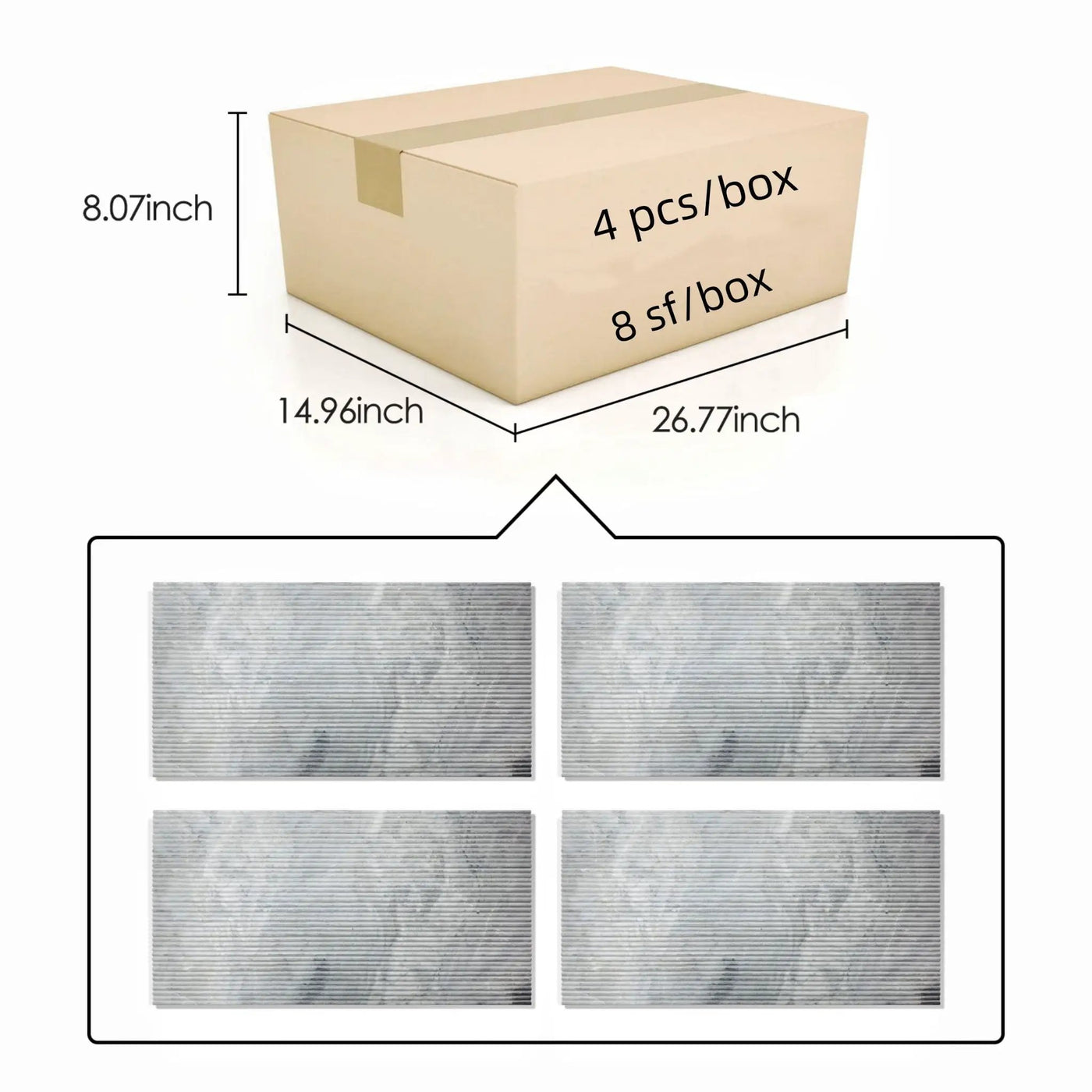 Textured Finished, 3D Tiles For Wall Decoration (Set of 4) by HouseOfZazla