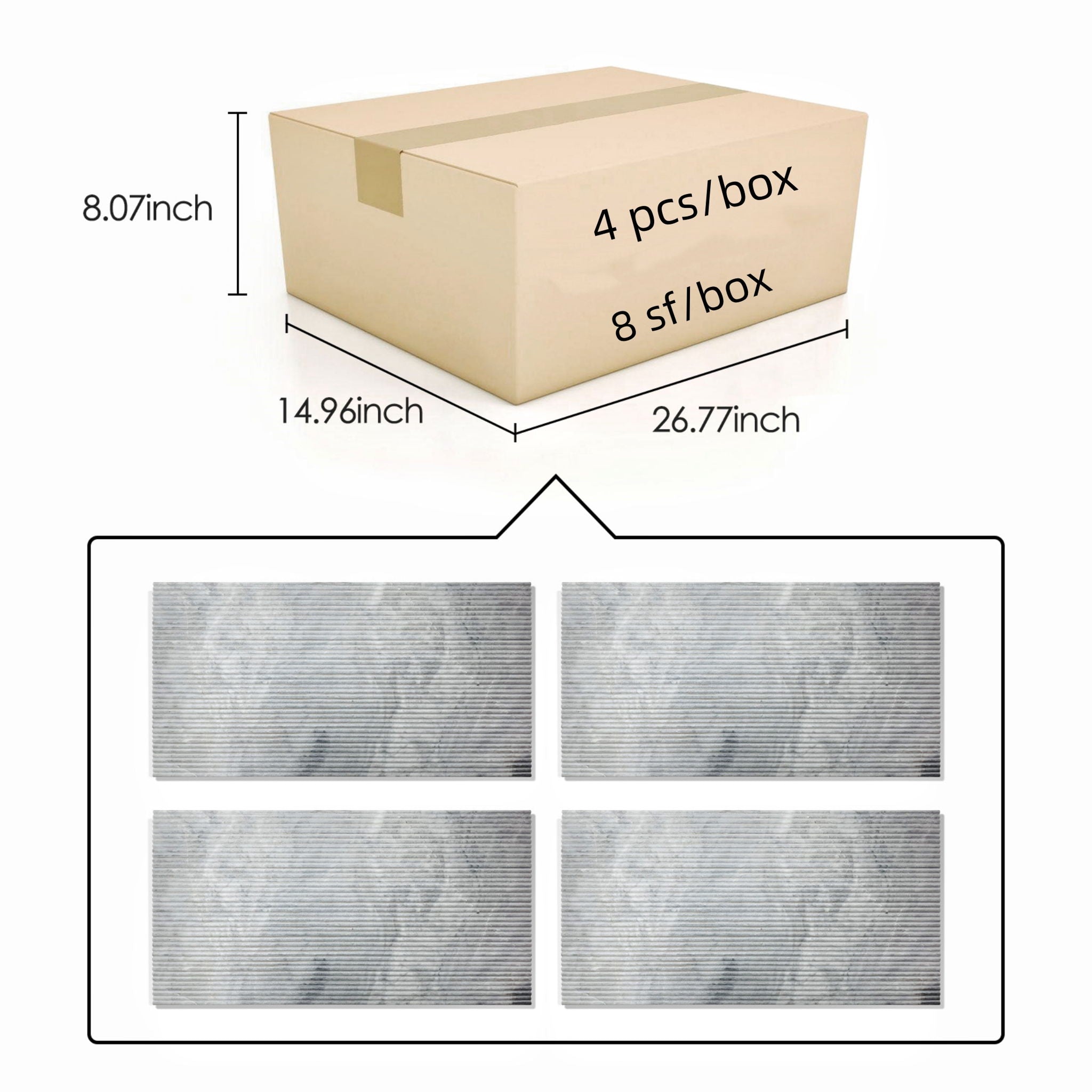 Textured Finished, 3D Tiles For Wall Decoration (Set of 4) by HouseOfZazla