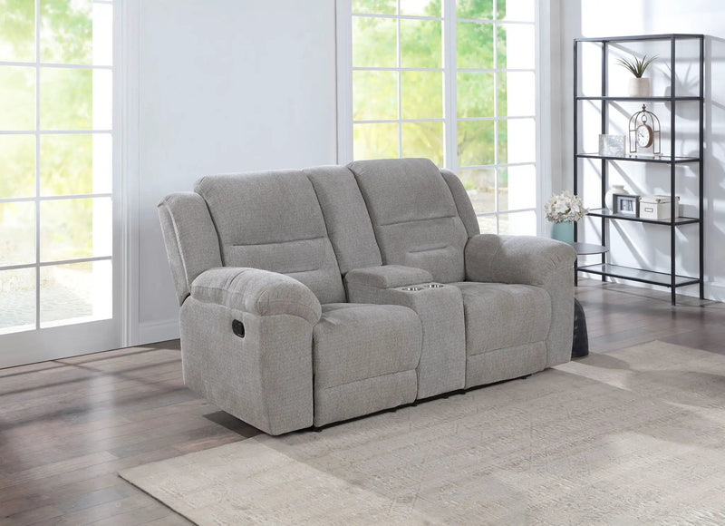 Gilson Chenille Upholstered Reclining Loveseat Grey by Unique Piece Furniture