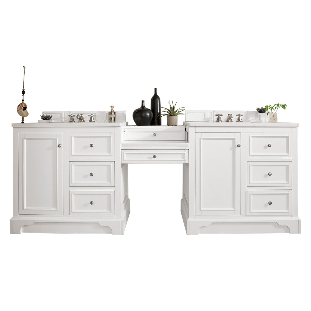 James Martin De Soto 94" Double Bathroom Vanity, Bright White with White Zeus countertop