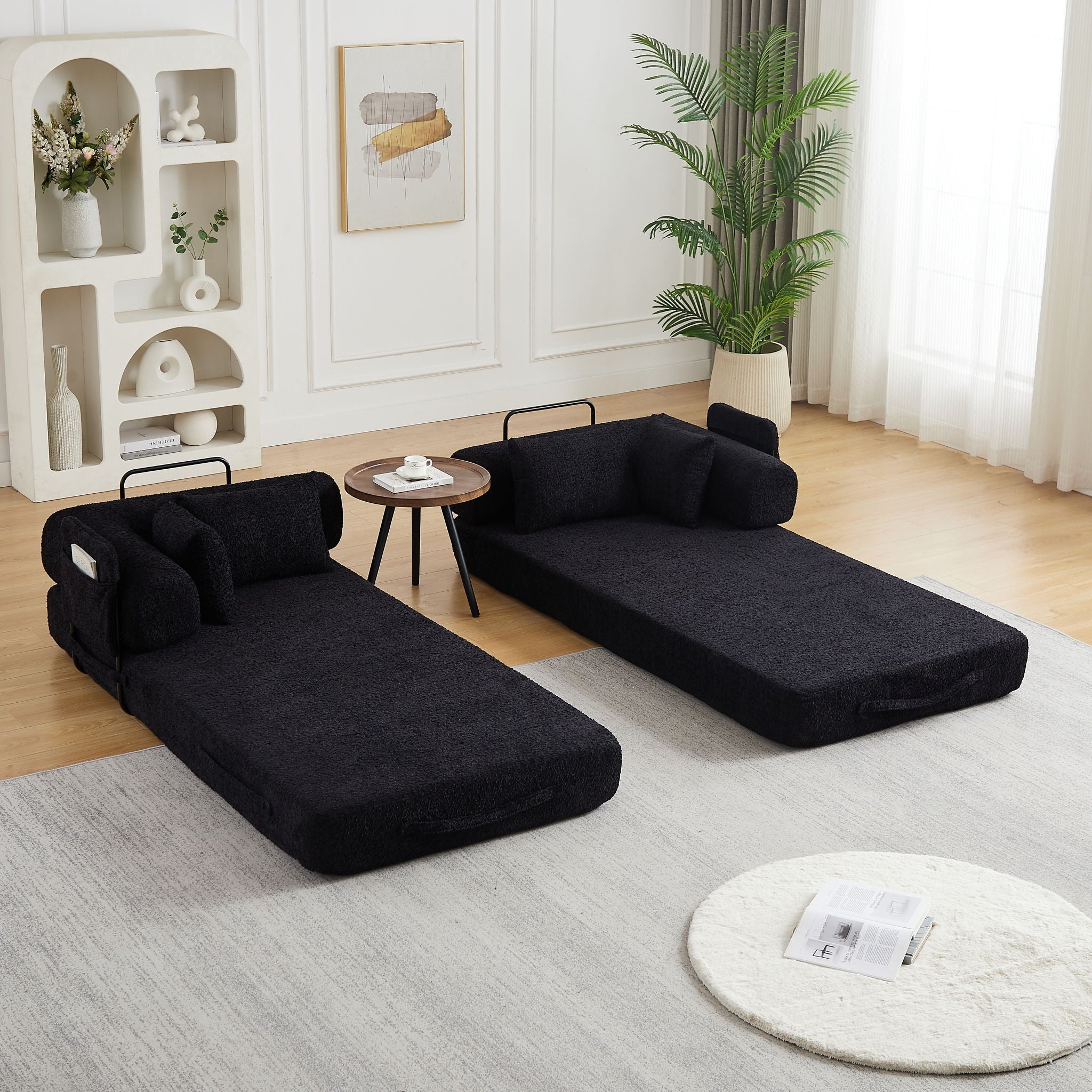Convertible Sleeper Sofa Bed With Cylindrical Pillow by HouseOfZazla