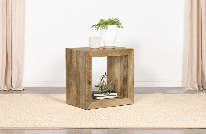 Benton Rectangular Solid Wood End Table Natural by Unique Piece Furniture