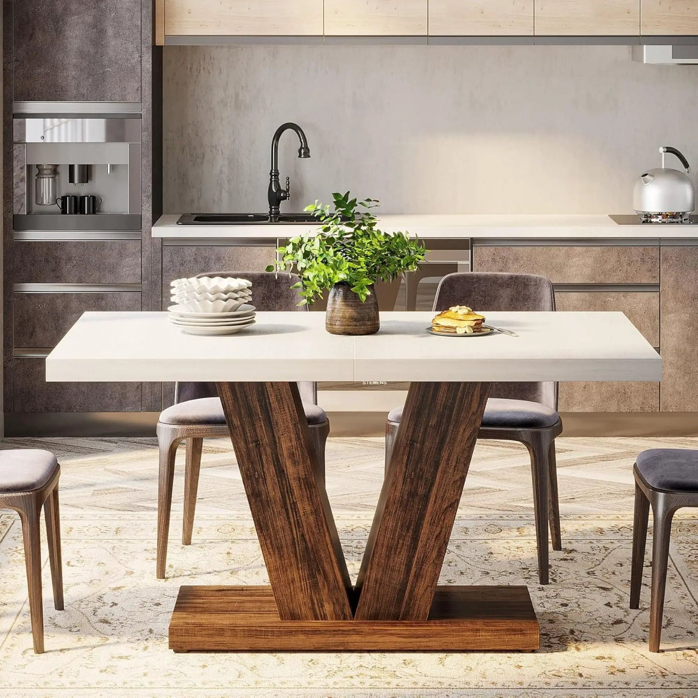 Dining Table With Pedestal Base For 4 - 6 People by HouseOfZazla