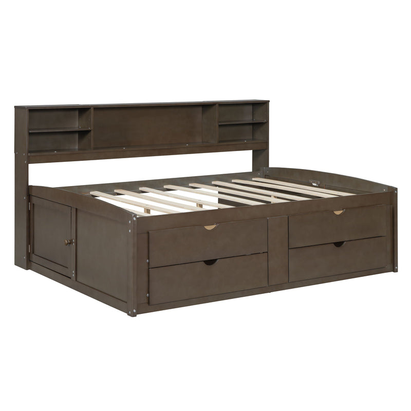 Daybed With 2 Bedside Cabinets, Upper Shelves And 4 Drawers by HouseOfZazla