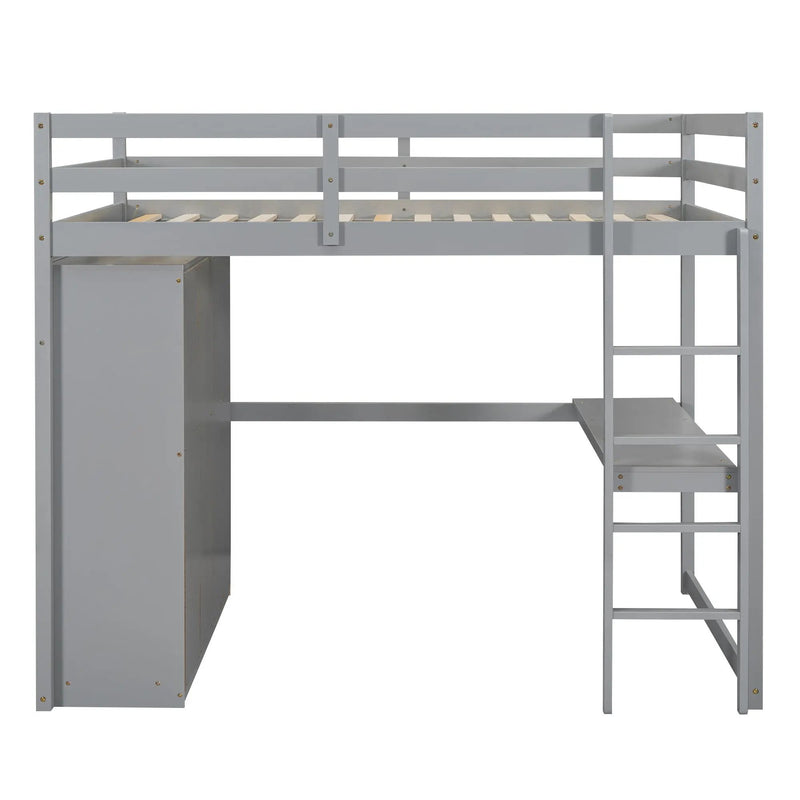 Loft Bed With Built In Wardrobe, Shelves And Drawers