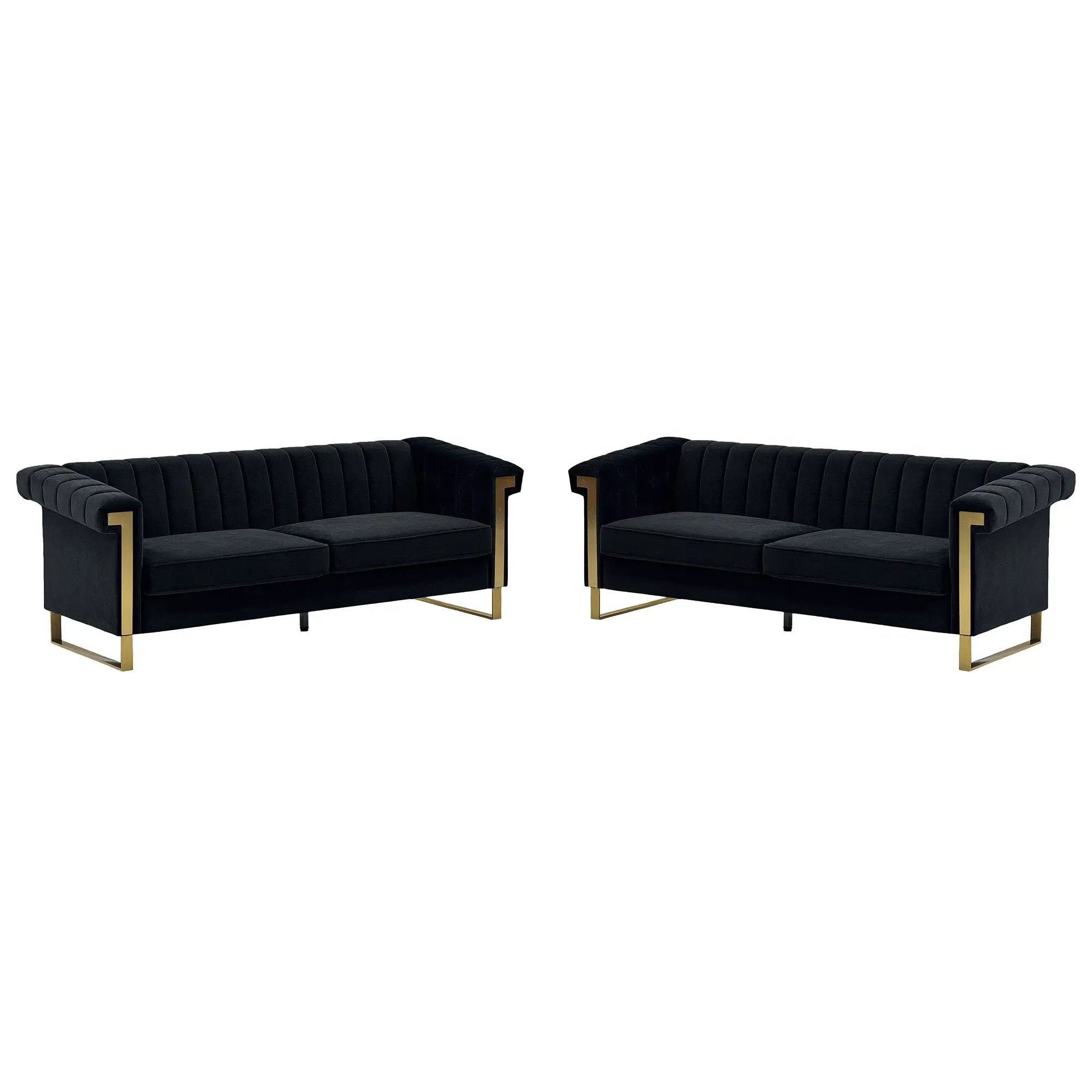 Black Velvet 2 Piece Sofa Set by HouseOfZazla
