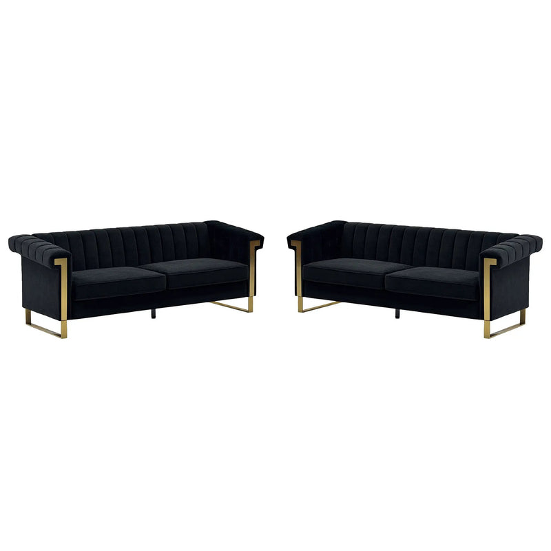 Black Velvet 2 Piece Sofa Set by HouseOfZazla