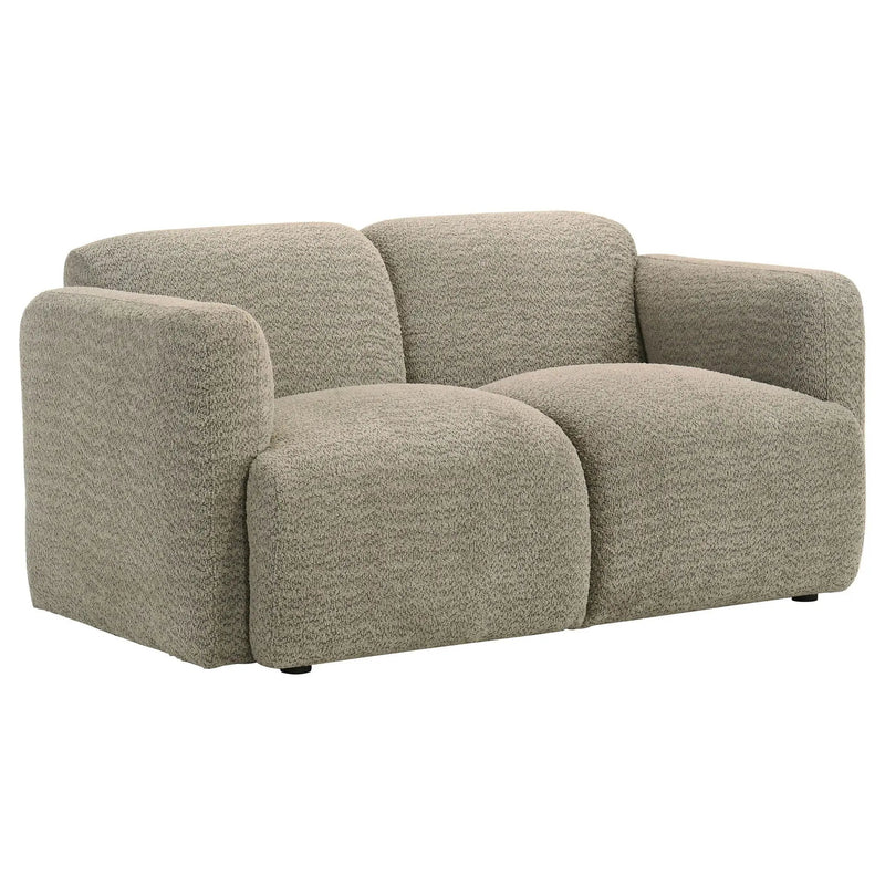 Dorset Fabric Upholstered Round Track Arm Loveseat Brown by Unique Piece Furniture