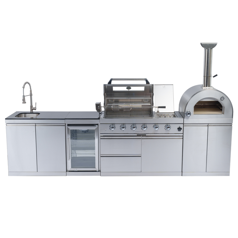 125" 10,8000 BTU 4-Burner Outdoor Kitchen Island Grill with Pizza Oven by Chery Industrial