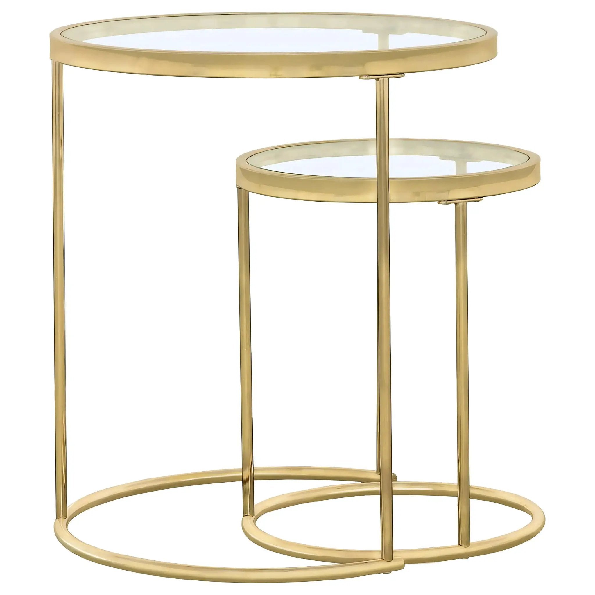 Maylin 2-piece Round Glass Top Nesting Table Set Gold by Unique Piece Furniture