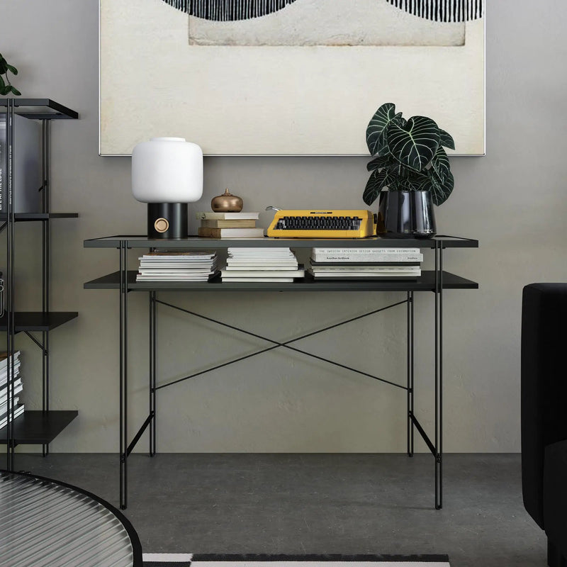 Vance - Computer Desk With Fluted Glass Desktop - Black by Unique Piece Furniture