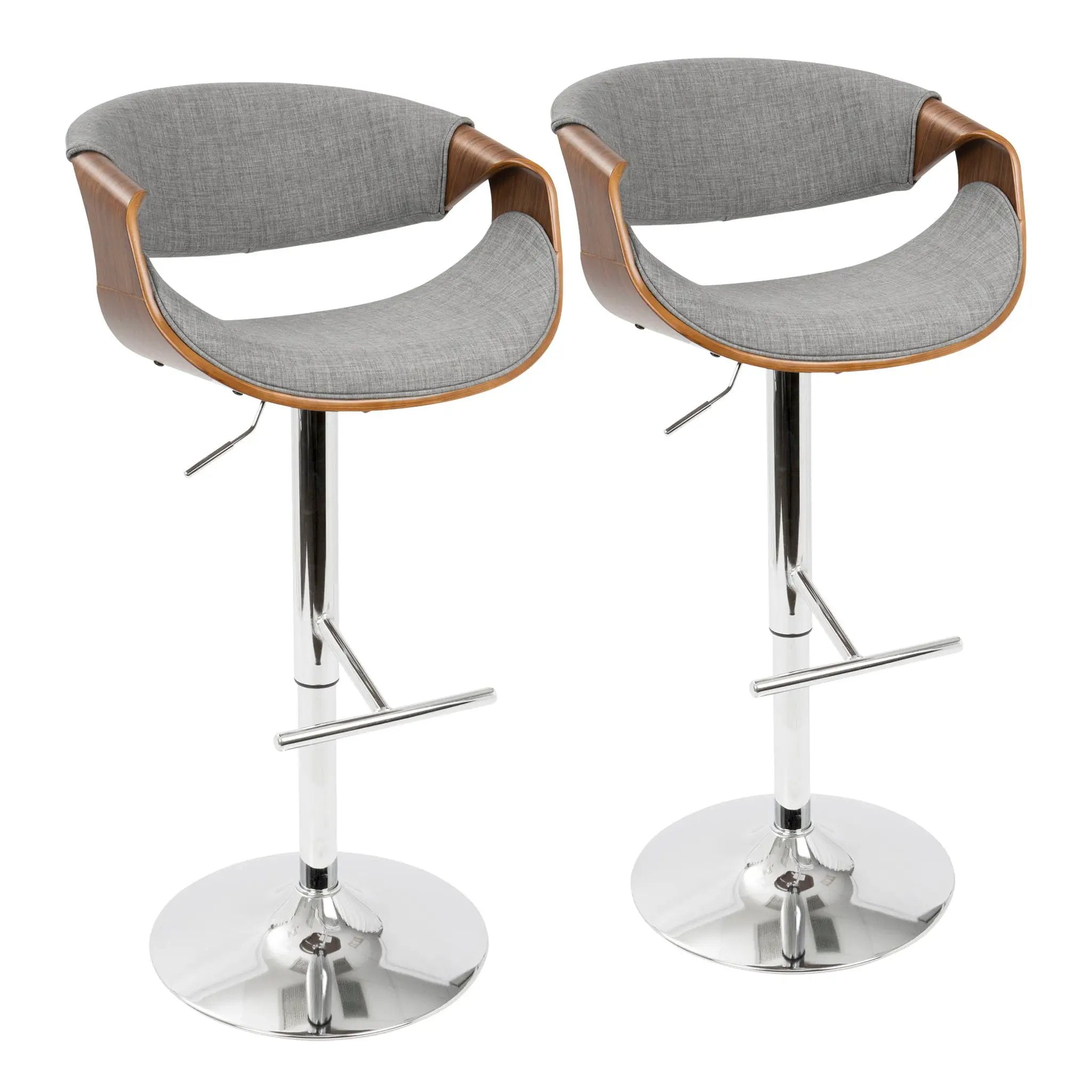 Curvo - Mid Century Modern Adjustable Barstool With Swivel With Straight T Footrest by Unique Piece Furniture