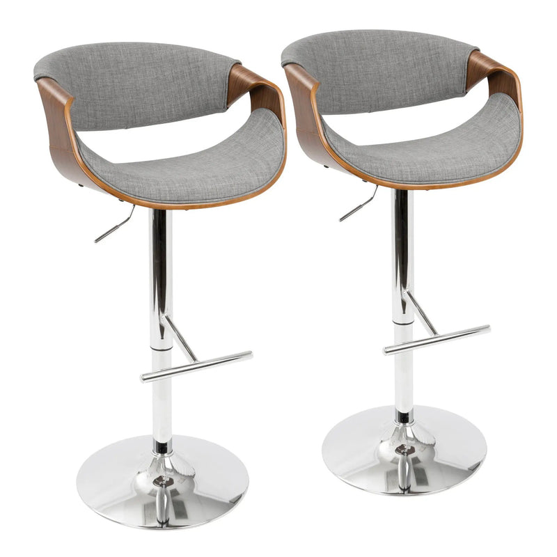 Curvo - Mid Century Modern Adjustable Barstool With Swivel With Straight T Footrest by Unique Piece Furniture