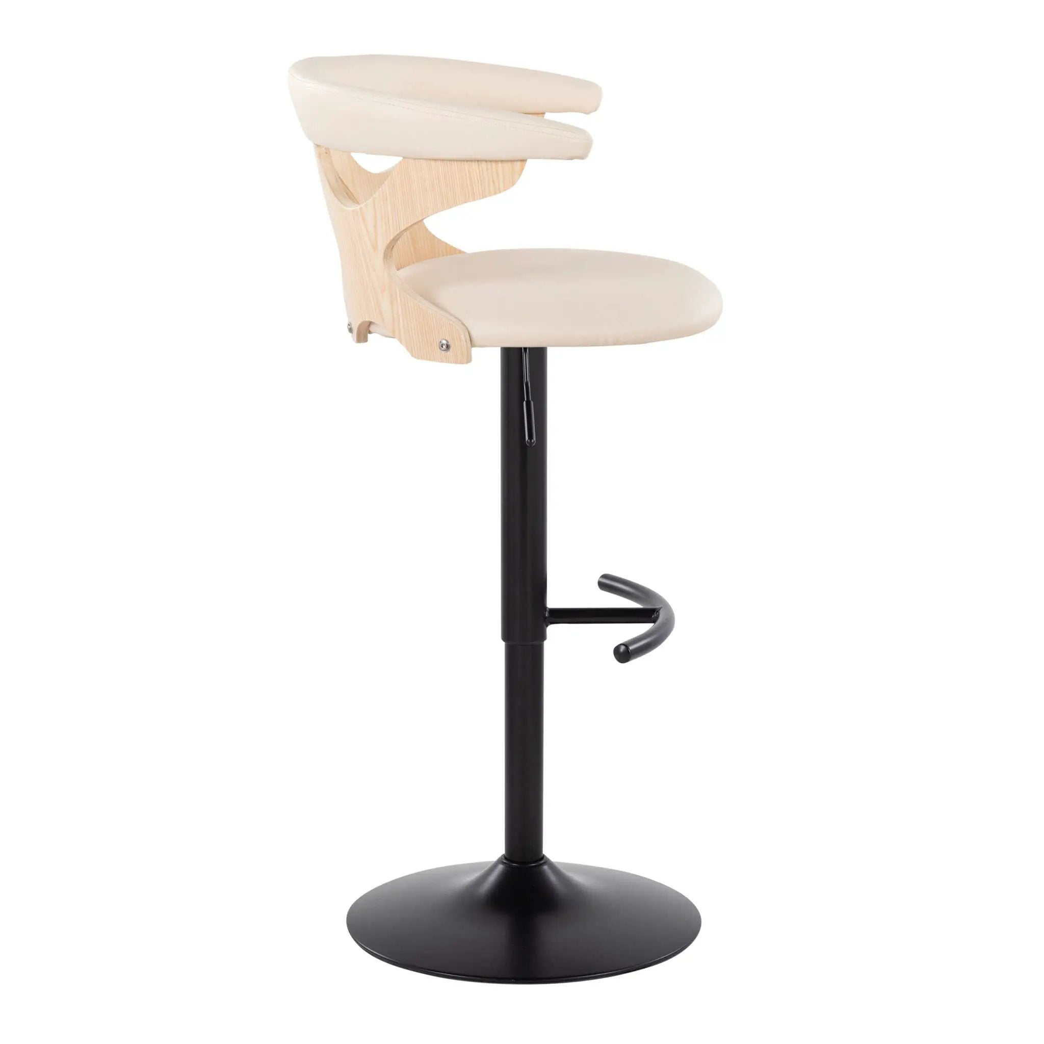 Gardenia - Contemporary Adjustable Barstool With Swivel With Rounded T Footrest (Set of 2) by Unique Piece Furniture