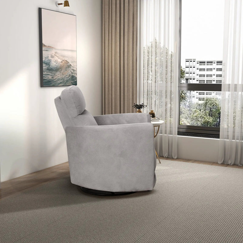 Lawson - Swivel Glider Suede Recliner Chair - Latte by HouseOfZazla