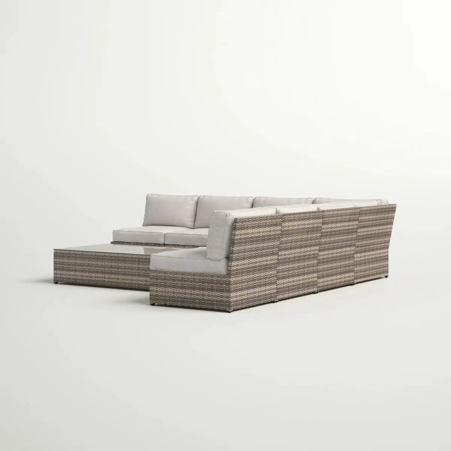 Comfortable Modern Patio Rattan Sectional Set With Cushions by Unique Piece Furniture