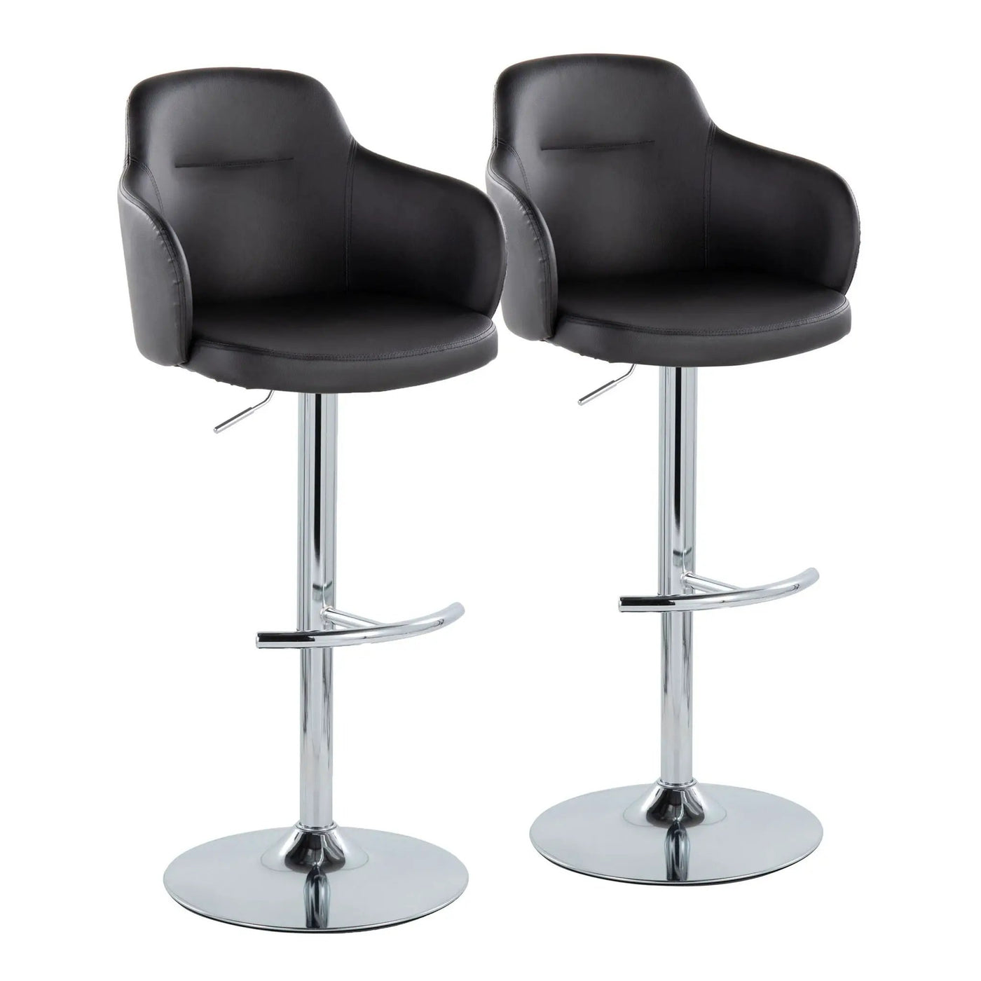 Boyne - Contemporary Adjustable Barstool With Swivel & Rounded T Footrest (Set of 2) by HouseOfZazla