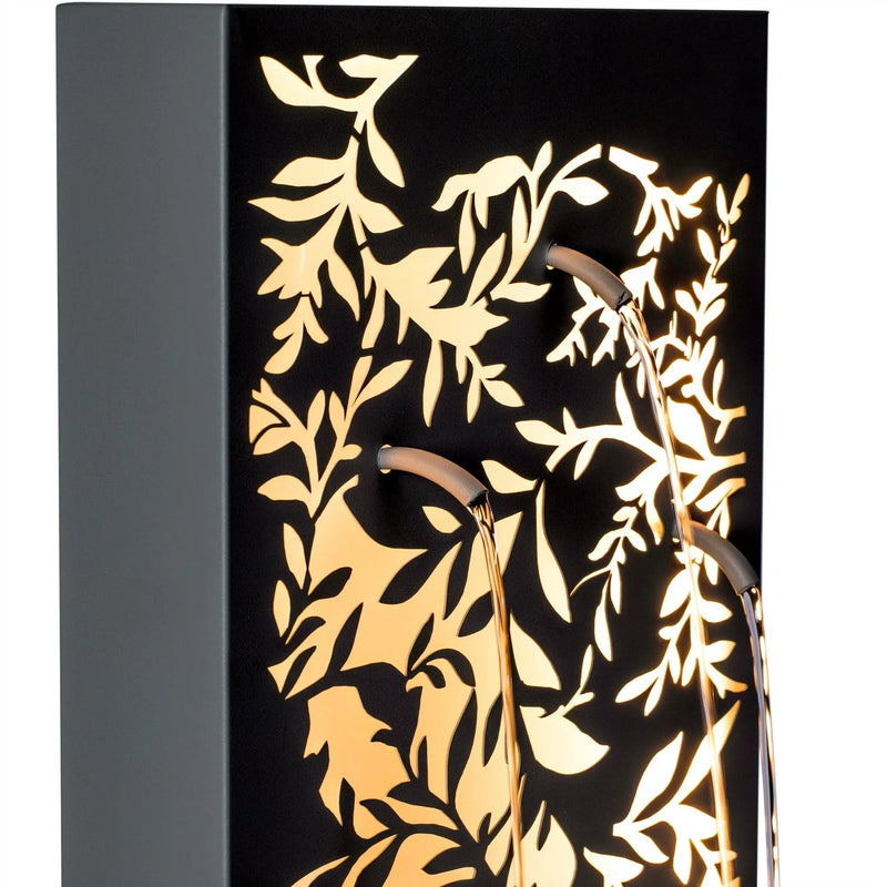 30.71' Light Gray Metal Leaf Cutout Outdoor Water Wall Fountain with LED Lights by HouseOfZazla