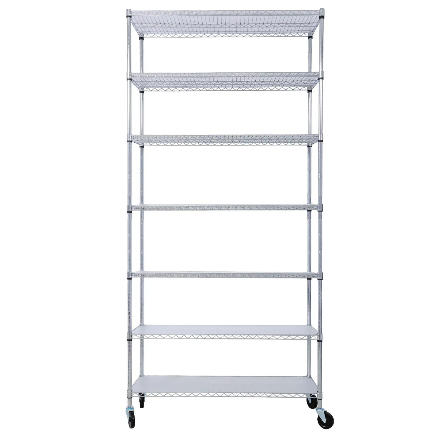 7 Tier Metal Shelf Wire Shelving Unit, 2450Lbs Heavy Duty Adjustable Storage Rack With Wheels & Shelf Liners For Closet Kitchen Garage Basement Commercial Shelving by Unique Piece Furniture