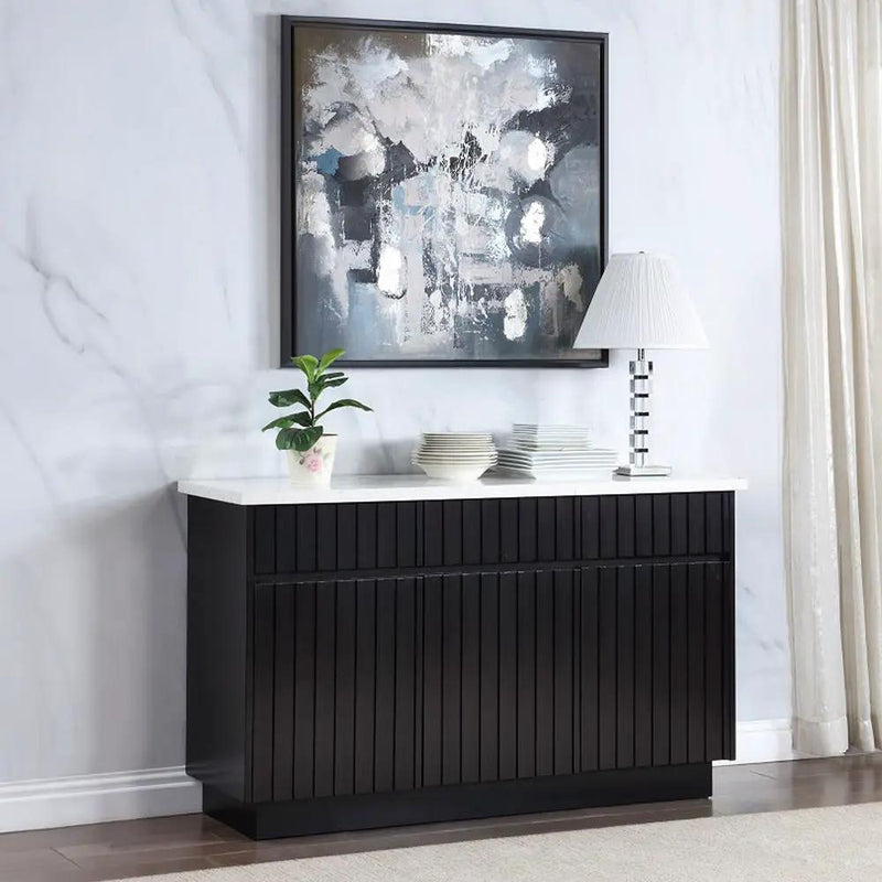 Jaramillo - Server - Engineering Marble Top & Black by Unique Piece Furniture