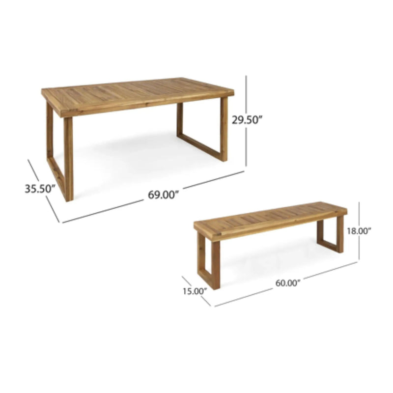 Outdoor Dining Set - Sandblast Natural Finish by HouseOfZazla