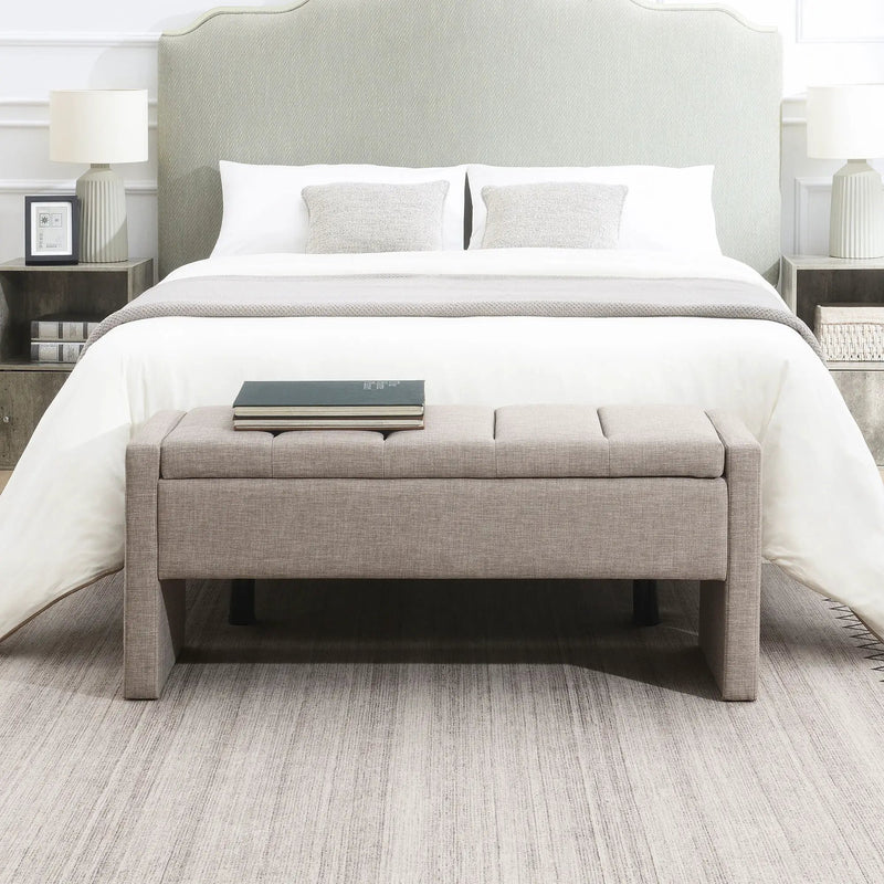 Modern Upholstered Large Bed End Bench With Storage by Unique Piece Furniture