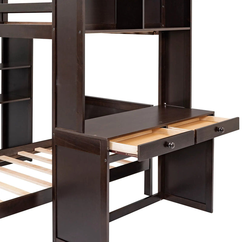 Loft Bed With A Stand Alone Bed, Shelves, Desk, And Wardrobe by HouseOfZazla