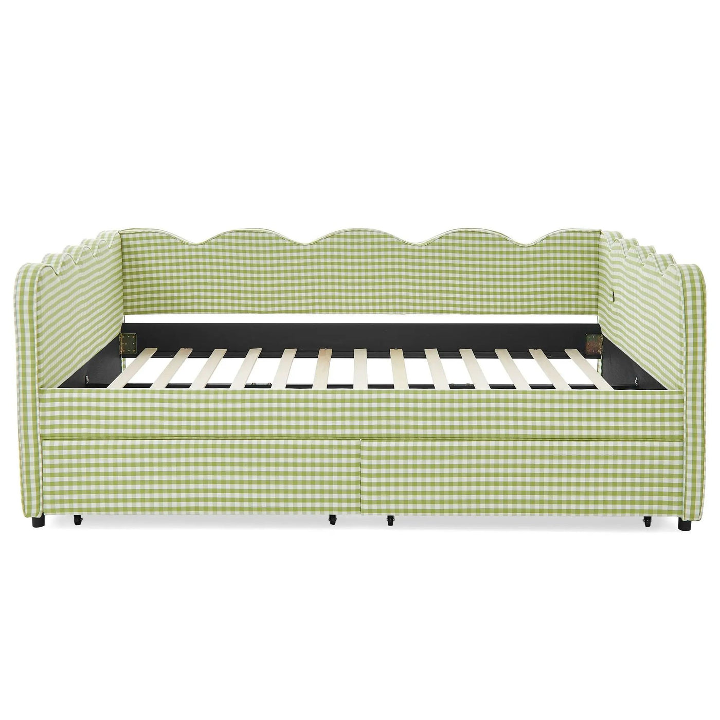 Gingham Daybed With USB Charging Port, Wave-Shaped Design by HouseOfZazla