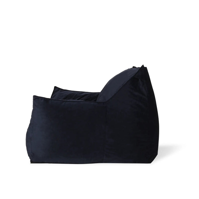 Allea - Velveteen Bean Bag Chair With Armrests - Midnight Blue by HouseOfZazla