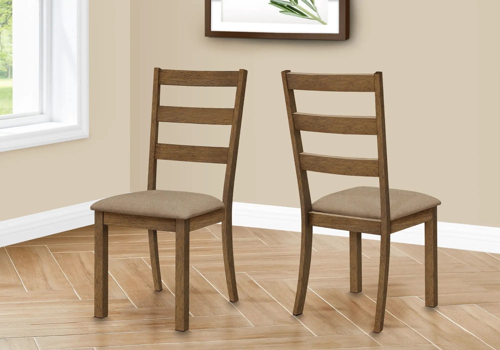 Dining Chair, Side, Upholstered For Dining Room, Transitional (Set of 2) - Beige by HouseOfZazla