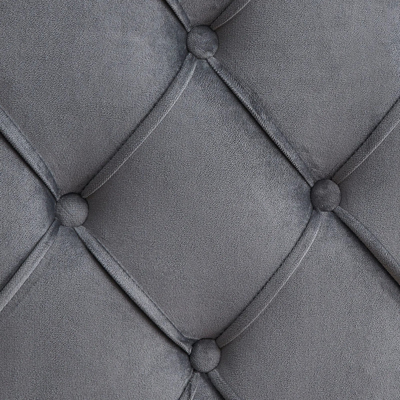 Queen Platform Tufted Upholstered Bed With Wings Design, Strong Wood Slat Support - Gray by Unique Piece Furniture