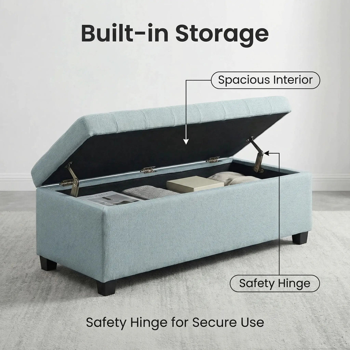 Elegant Tufted Storage Ottoman Bench by HouseOfZazla