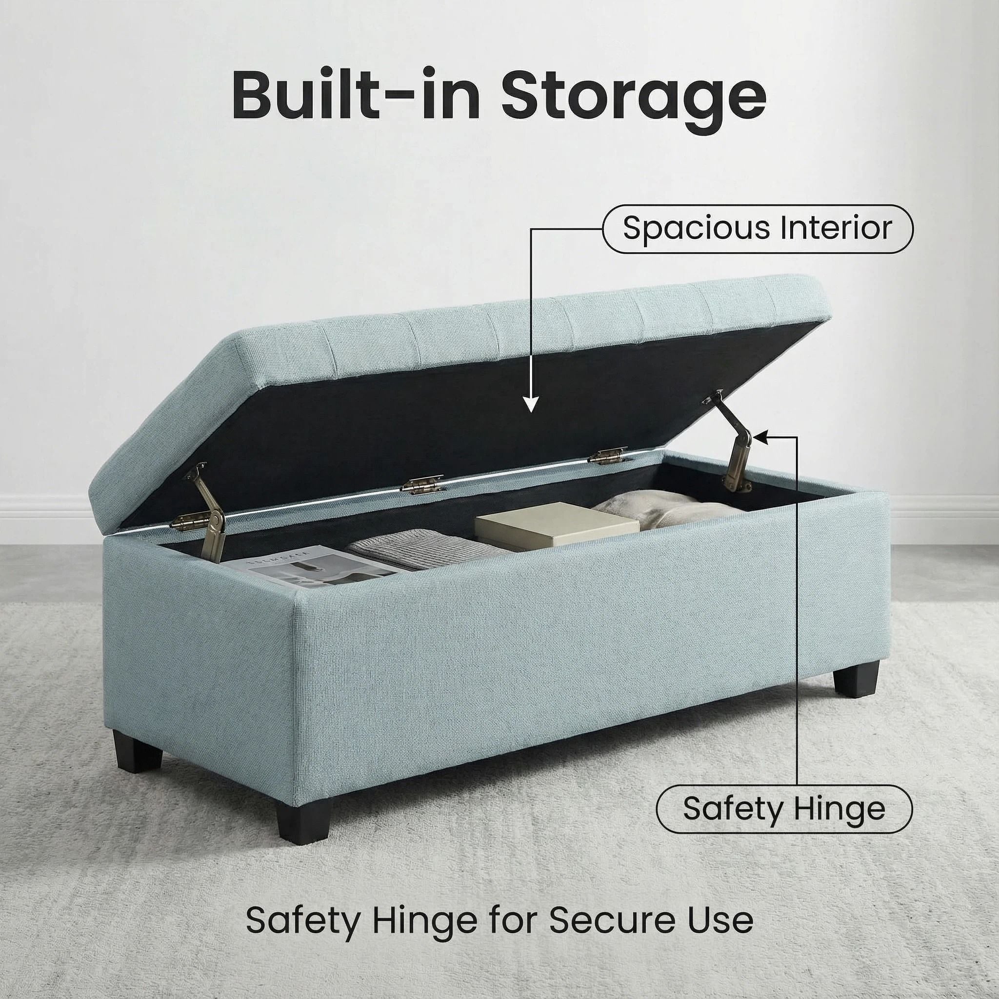 Elegant Tufted Storage Ottoman Bench by HouseOfZazla