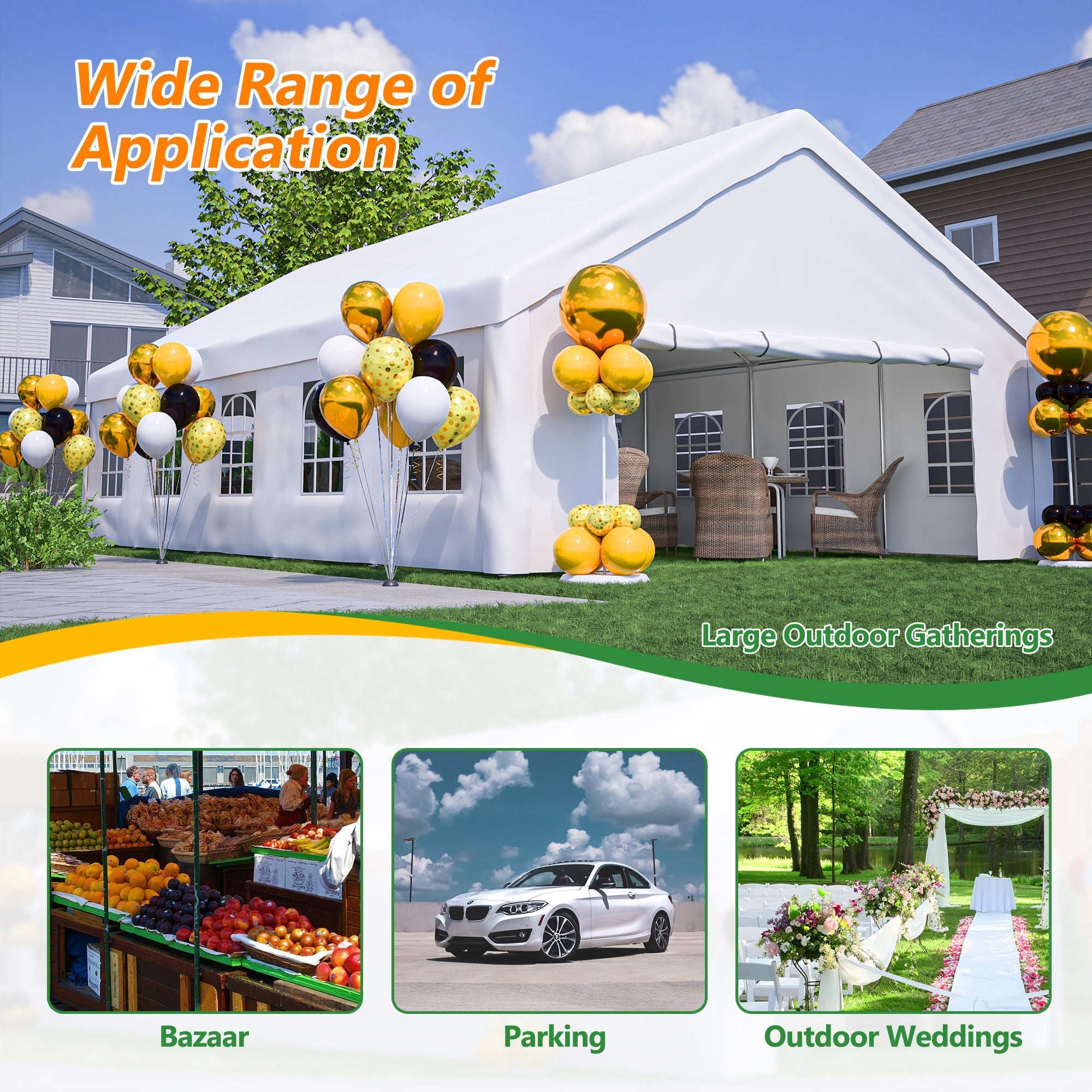 20x32 FT Party Tent with Removable Sidewalls & Storage Bags by HouseOfZazla