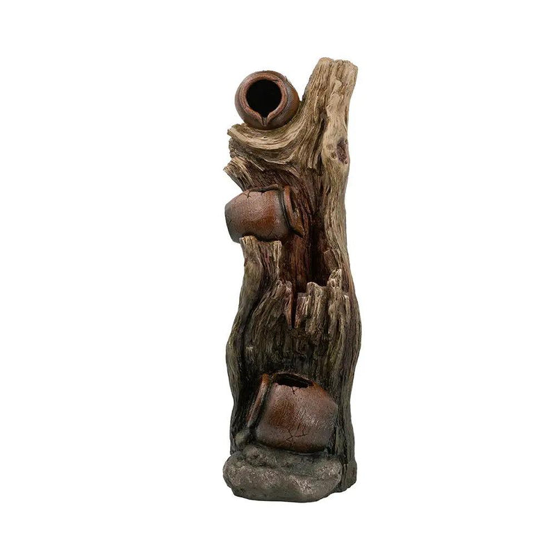 Decorative 3 Tier Tree Trunk Fountain With Lights And Pump - Brown by HouseOfZazla