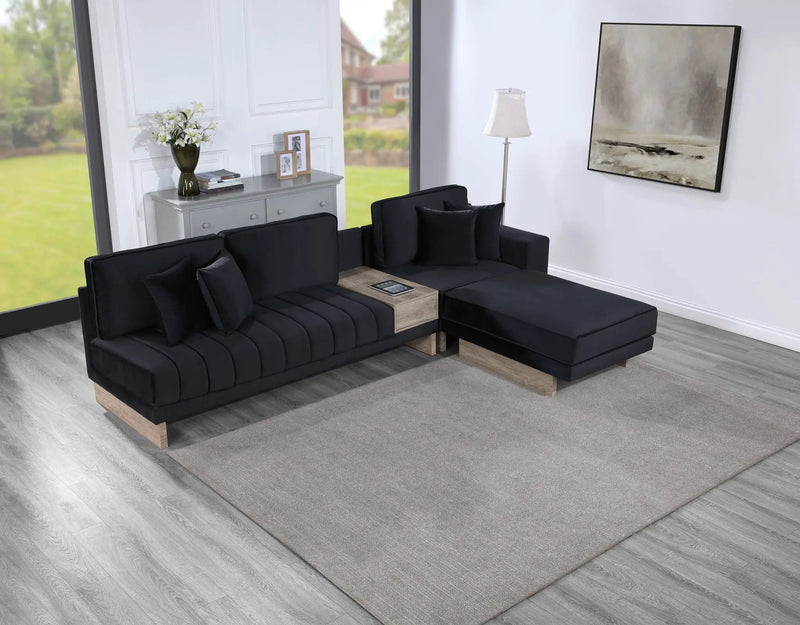 Memphis - Reversible Sectional Sofa Ottoman With Storage Compartment, Drawer, USB ports, Charging Outlets by HouseOfZazla